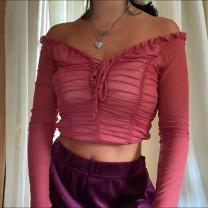 Maybe long sleeve ruffled cropped top